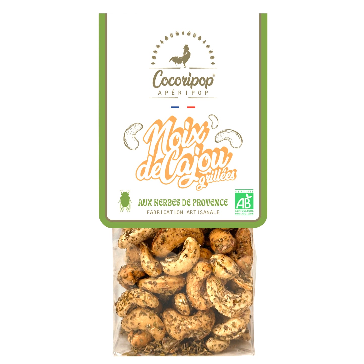 Sachet de noix de cajou bio aux herbes de Provence Cocoripop