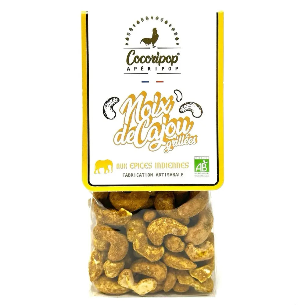 Noix de cajou aux épices indiennes, Noix de cajou grillée et assaisonnée d’un mélange d’épices indiennes, alliant douceur et intensité. bio