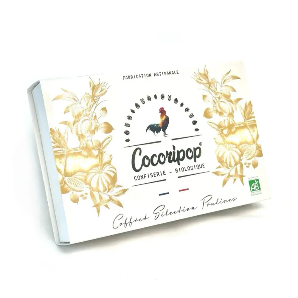 Coffret Sélections Pralines, Assortiment de pralines artisanales aux amandes, noisettes et graines de courge, délicatement caramélisées pour une gourmandise croquante et fondante. bio