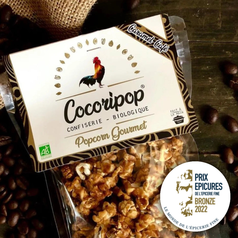 Détail du popcorn artisanal infusé au café bio