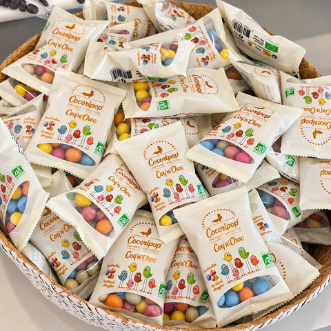 Coq’n’Choc Cocoripop, cacahuètes chocolatées bio fabriquées à Saint-Germain-du-Puy près de Bourges