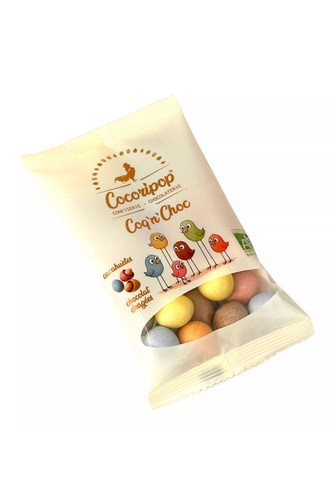 CoqnChoc Pocket en six couleurs douces obtenues avec pigments vegetaux comme betterave, curcuma et spiruline, une version artisanale et bio des MMs.