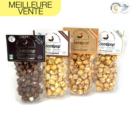 Le Pack Bio "Popcorn Gourmet – 4 Saveurs Artisanales cocoripop confiserie chocolaterie bio francais