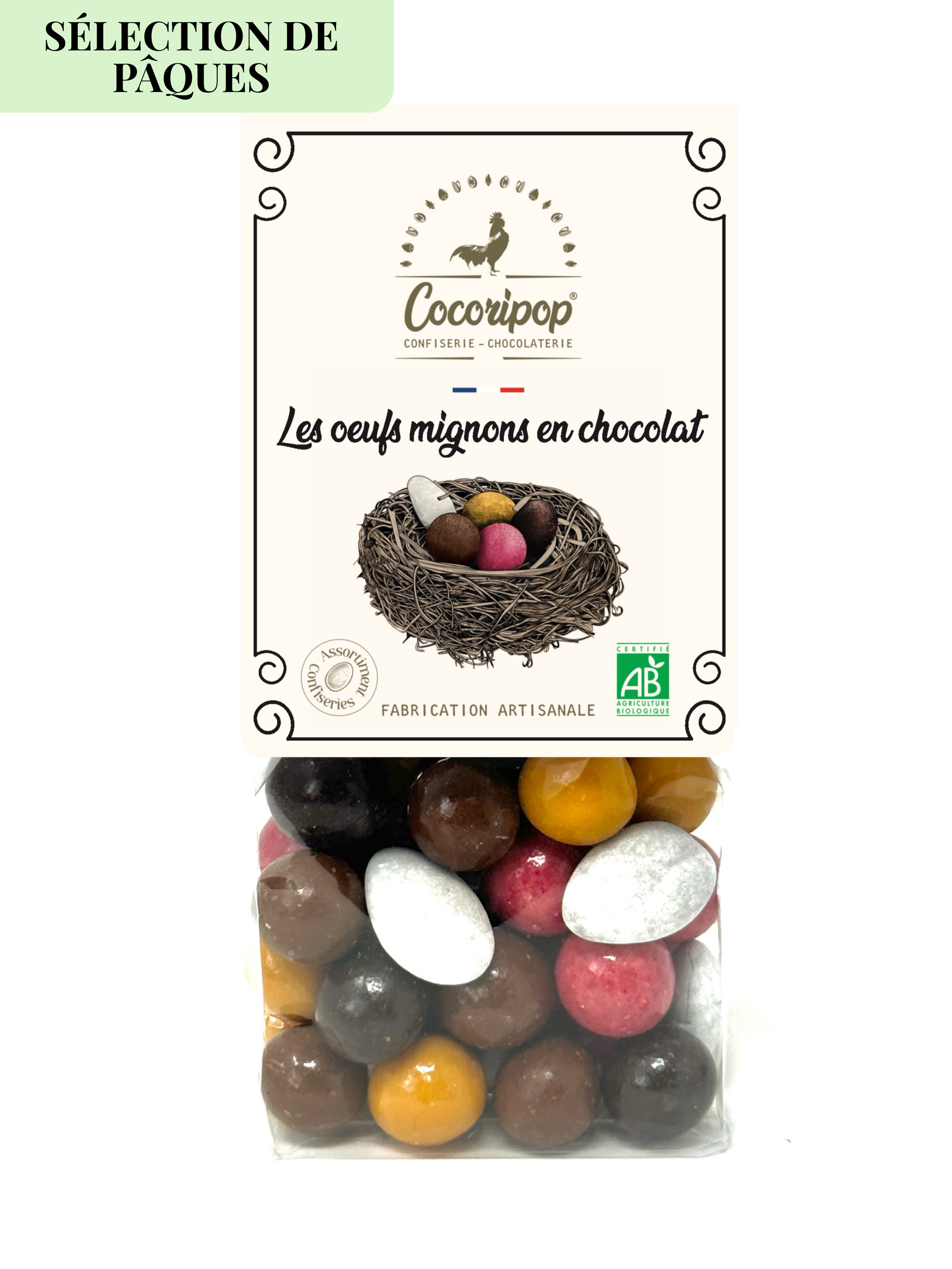 Les oeufs mignons en chocolat bio Cocoripop selection de Paques chocolat artisanal francais gourmandise bio idee cadeau Paques