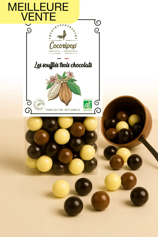 Les Soufflés Trois Chocolats Bio cocoripop confiserie chocolaterie artisanale bio