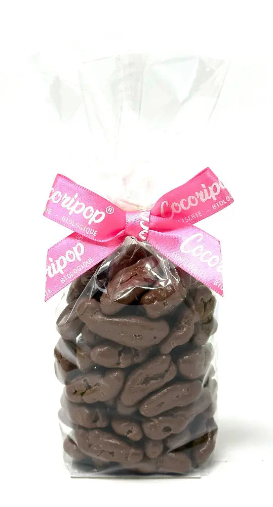 Noix de pécan enrobées au chocolat au lait artisanale cocoripop fondant croquant