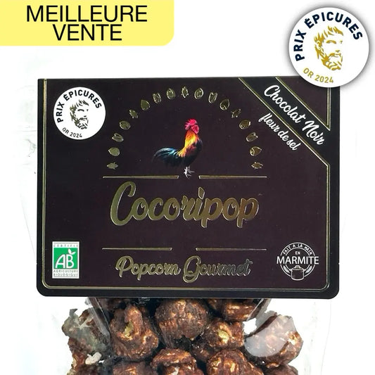 Popcorn Chocolat Noir Fleur de Sel Bio cocoripop confiserie chocolaterie artisanale bio