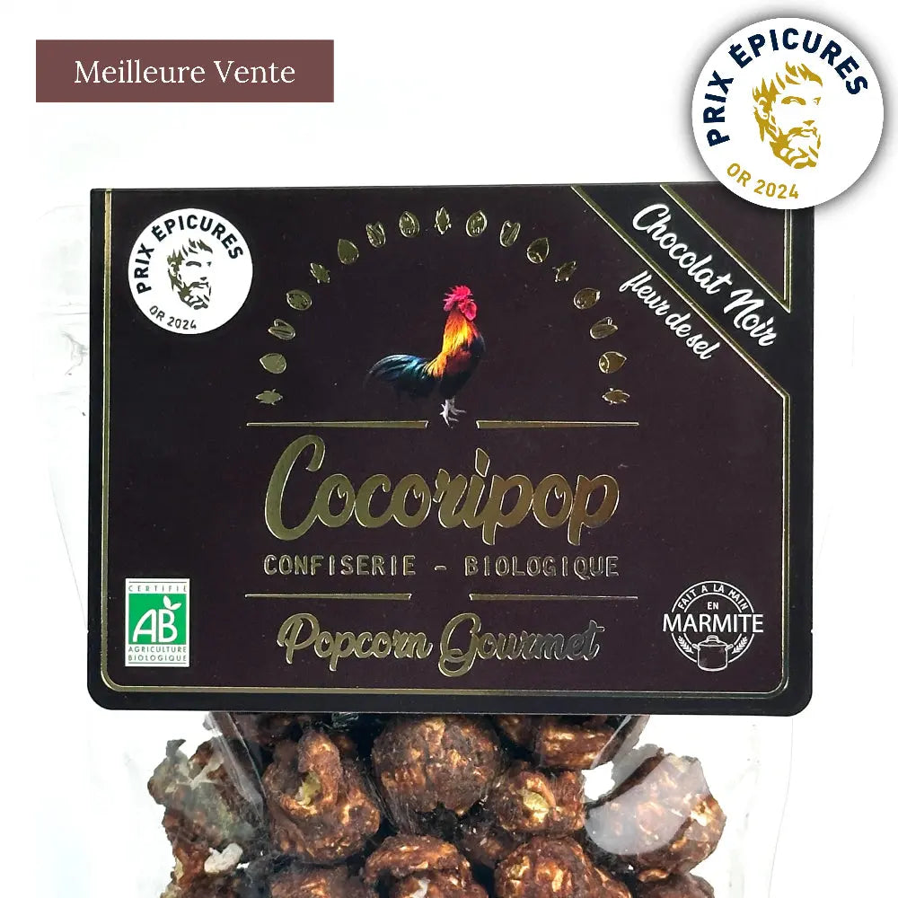 Popcorn Chocolat Noir Fleur de Sel Bio gourmand et gourmet cocoripop