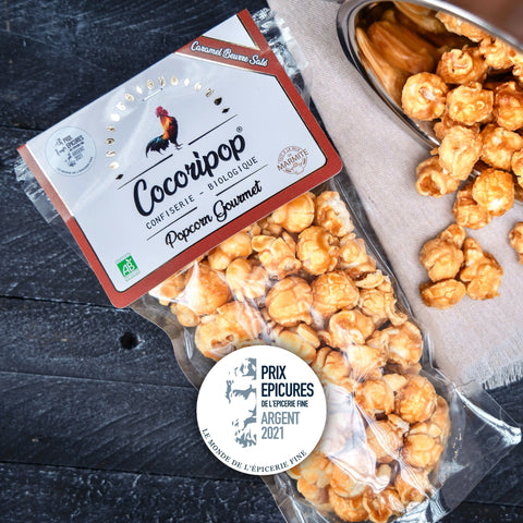 Popcorn caramel beurre sale artisanal francais bio Cocoripop detail texture croustillante Bourges
