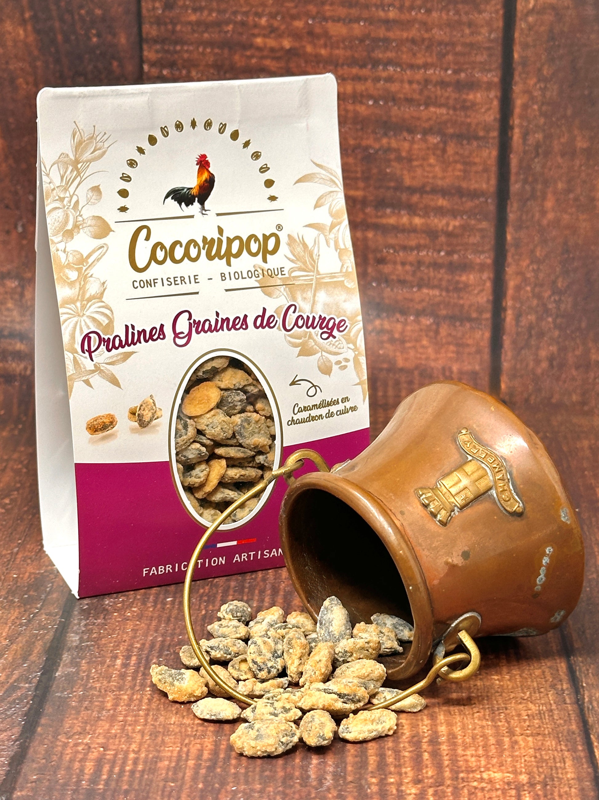 Pralines Graines de Courge Bio, graines croquantes torréfiées et enrobées de sucre blond caramélisé – Confiserie artisanale bio et responsable