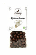 Raisins bio maceres au Sancerre enrobes de chocolat noir bio fabriques artisanalement pres de Bourges