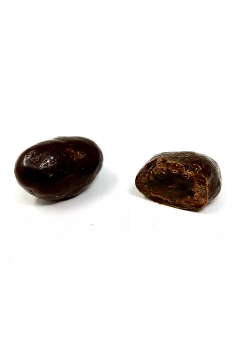 Raisins secs bio moelleux enrobés de chocolat noir intense, issus du commerce équitable