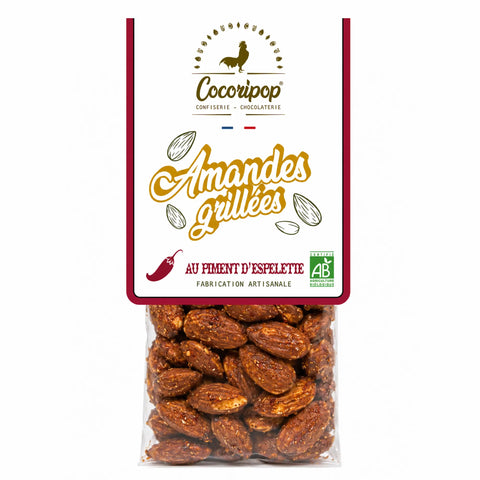 Amandes bio au piment d Espelette pour l apéritif fabriquées artisanalement dans le Berry près de Bourges par Cocoripop