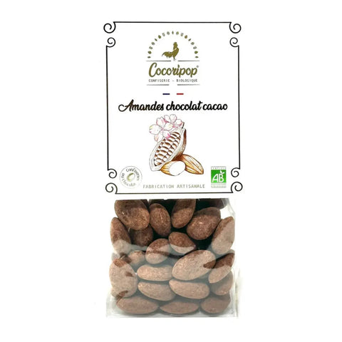 Amandes chocolat lait, Amandes croquantes enrobées d’un chocolat au lait fondant, pour une alliance parfaite entre douceur et intensité. bio