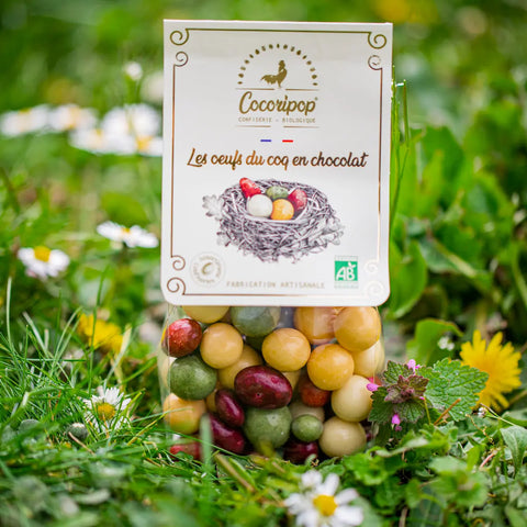 Les Œufs du Coq Bio, assortiment de confiseries artisanales bio fabriquées à Saint-Germain-du-Puy près de Bourges.