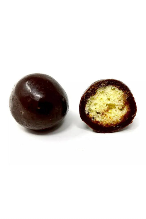 Cœur croustillant de maïs bio sans gluten enrobé de chocolat noir intense, origine Papouasie