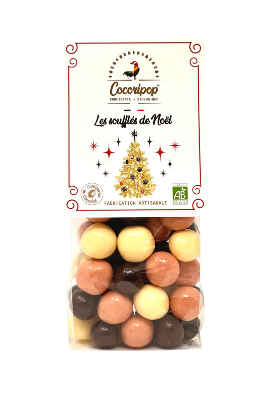 Billes de céréales croustillantes enrobées de trois chocolats bio Cocoripop