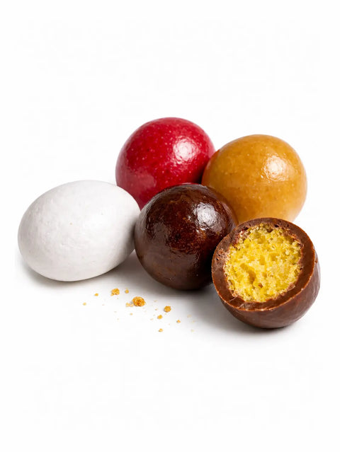 Boîte Cylindre de confiseries au chocolat bio fabriquée dans le Cher avec des ingrédients issus de l'agriculture biologique.