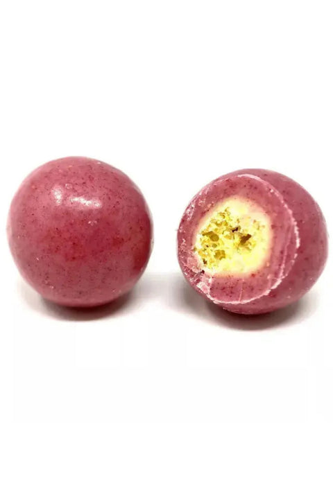 Idée cadeau artisanal : billes soufflées chocolat blanc bio à la mangue et framboise