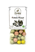 Fantaisies d’Écureuil – noisettes bio enrobées de chocolat blanc et lait coloré naturellement