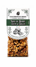 Noix du Berry au thym et origan bio fabriquées artisanalement près de Bourges dans le Berry par Cocoripop pour un apéritif gourmand et authentique.