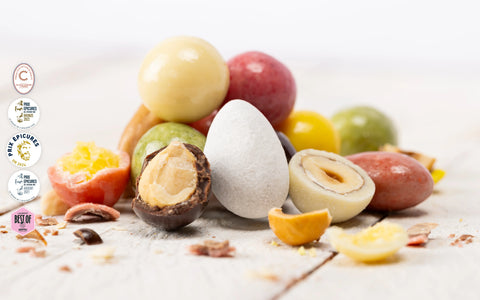 Coffret gourmand bio artisanal francais popcorn chocolat pralines cadeau fabrique pres de Bourges Cocoripop
