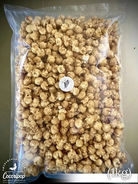 Popcorn bio au caramel beurre salé en vrac, gourmandise française croustillante élaborée artisanalement par Cocoripop près de Bourges