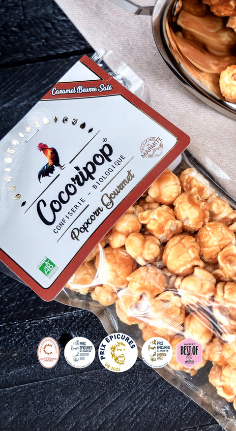 Popcorn bio artisanal francais caramel beurre sale confiserie haut de gamme Cocoripop Bourges