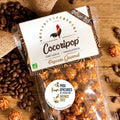 Popcorn bio artisanal français au caramel infusé café, fabriqué près de Bourges à Saint Germain du Puy, récompensé aux Épicures 2022, gourmandise raffinée et croustillante avec livraison rapide