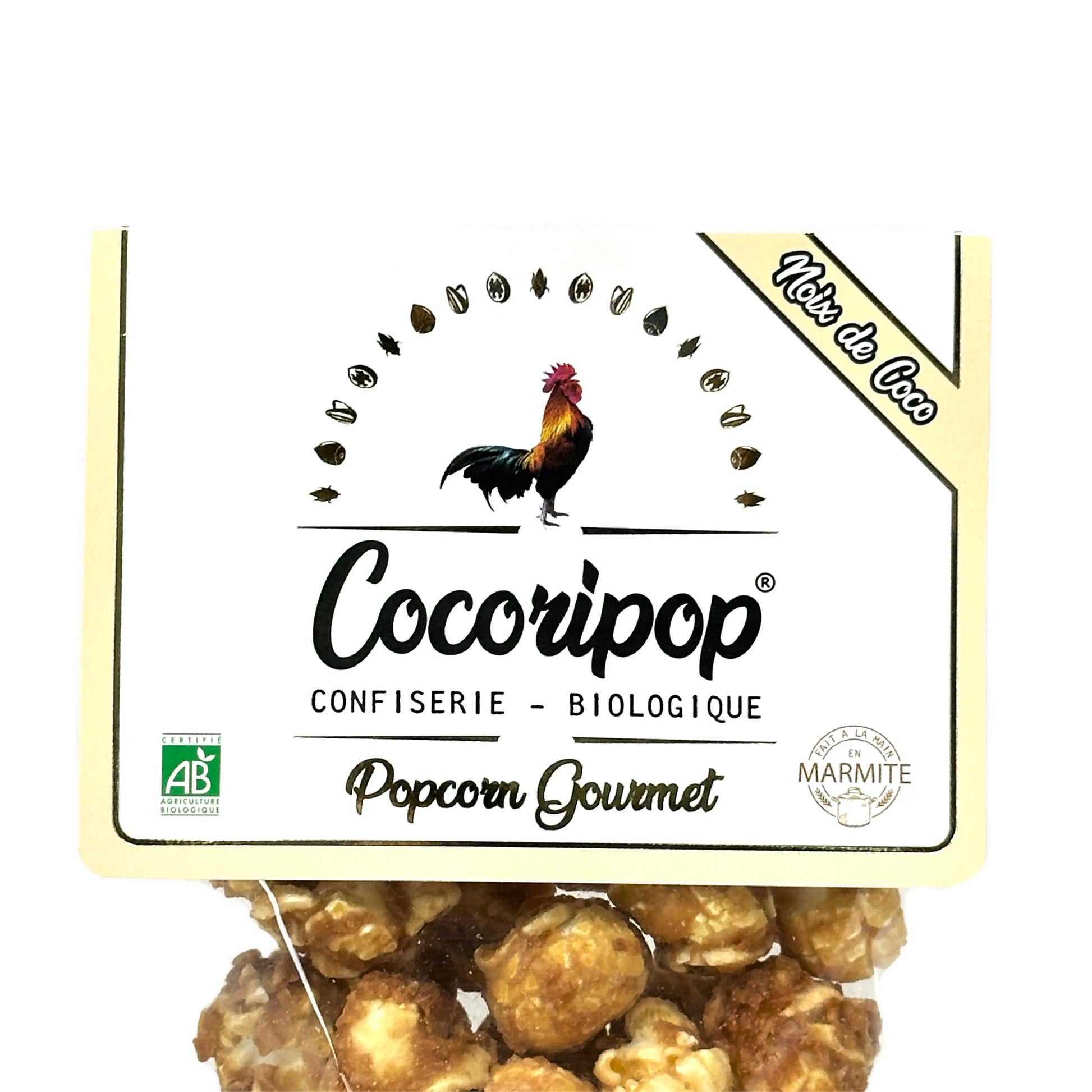 Sachet de popcorn bio à la noix de coco fabriqué artisanalement en France à Brécy