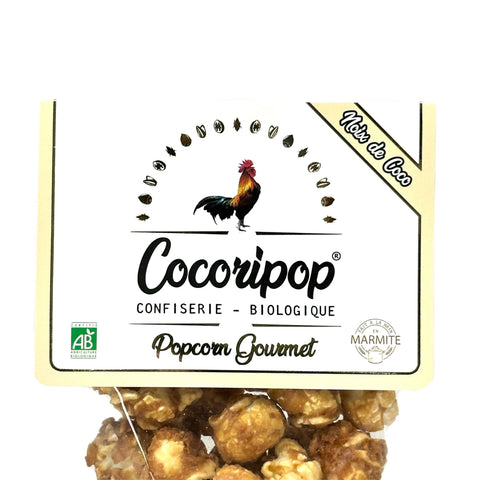 Sachet de popcorn bio à la noix de coco fabriqué artisanalement en France à Brécy