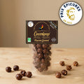 Popcorn caramel chocolat noir bio Cocoripop, médaillé d'Or aux Prix Épicures 2024. Popcorn artisanal français fabriqué à Saint-Germain-du-Puy près de Bourges, enrobé à la main de caramel, de fleur de sel de Guérande et de chocolat noir de Papouasie 73 %. Gourmandise bio et sans gluten.