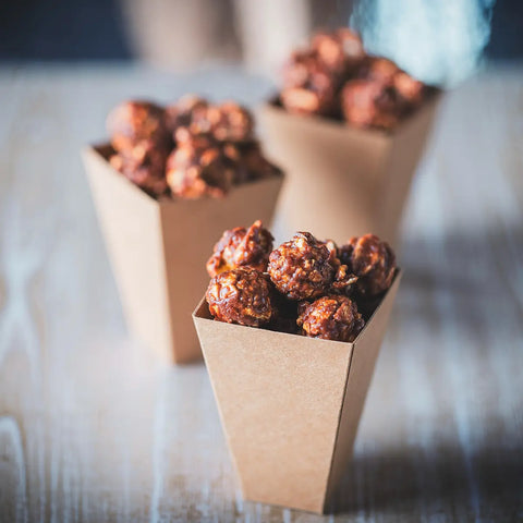 Popcorn bio au chocolat caramel élaboré artisanalement dans notre atelier près de Bourges.