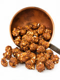 Popcorn gourmet au chocolat caramel bio en vrac, spécialité artisanale française fabriquée près de Bourges avec un maïs cultivé à 10 km de notre atelier