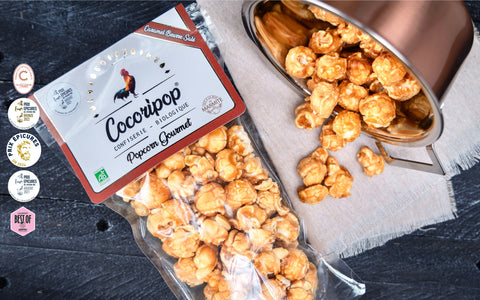 Popcorn gourmet francais bio et artisanal caramel beurre sale fabrique pres de Bourges Cocoripop