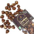 Snack premium au chocolat noir 73% et fleur de sel de Guérande, popcorn made in France
