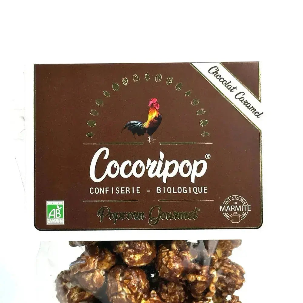 Grain de popcorn croustillant enrobé de chocolat au lait et d’un caramel fondant, une alliance irrésistible de douceur et de croquant. bio