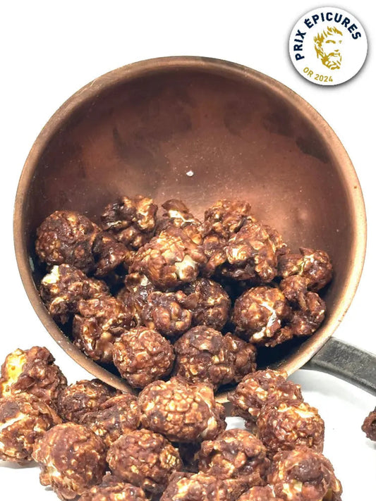 Popcorn gourmet au chocolat noir et fleur de sel bio en vrac artisanal et croustillant