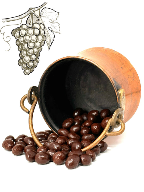 Raisins enrobes de chocolat noir bio en vrac - confiserie artisanale francaise fabriquee a Bourges Cocoripop