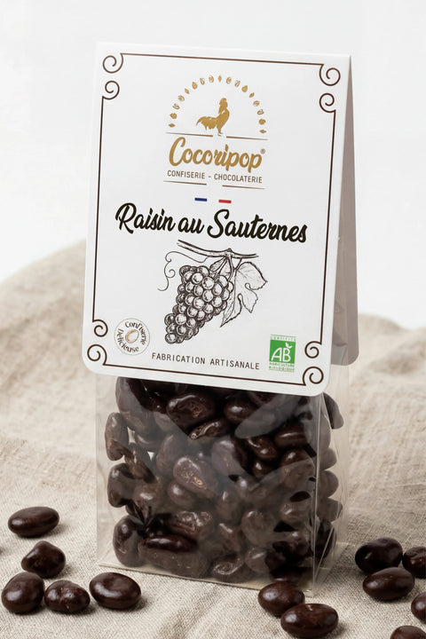 Raisin au Sauternes et chocolat noir bio - specialite artisanale francaise de Bourges Cocoripop