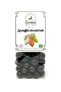 Billes soufflées croustillantes enrobées de chocolat noir bio 73 %, fabriquées artisanalement en France