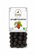 Soufflés chocolat noir bio, billes de maïs croustillantes fabriquées artisanalement près de Bourges avec un chocolat noir 73 % biologique.